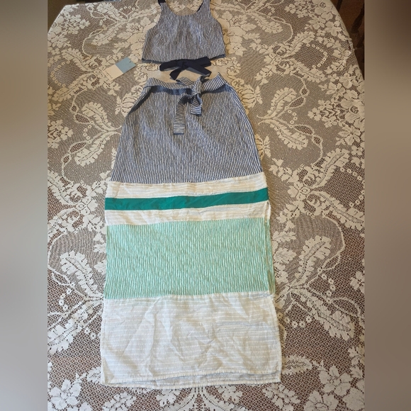 NWT Flag Pole NYC Matching Set Kate Crop Nadine Skirt Seersucker Size XS - Picture 7 of 15